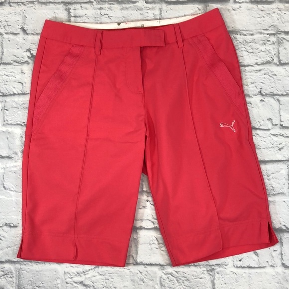 Puma USP DRY Bermuda shorts Size 6 Bright coral Pink zip up - Picture 8 of 9